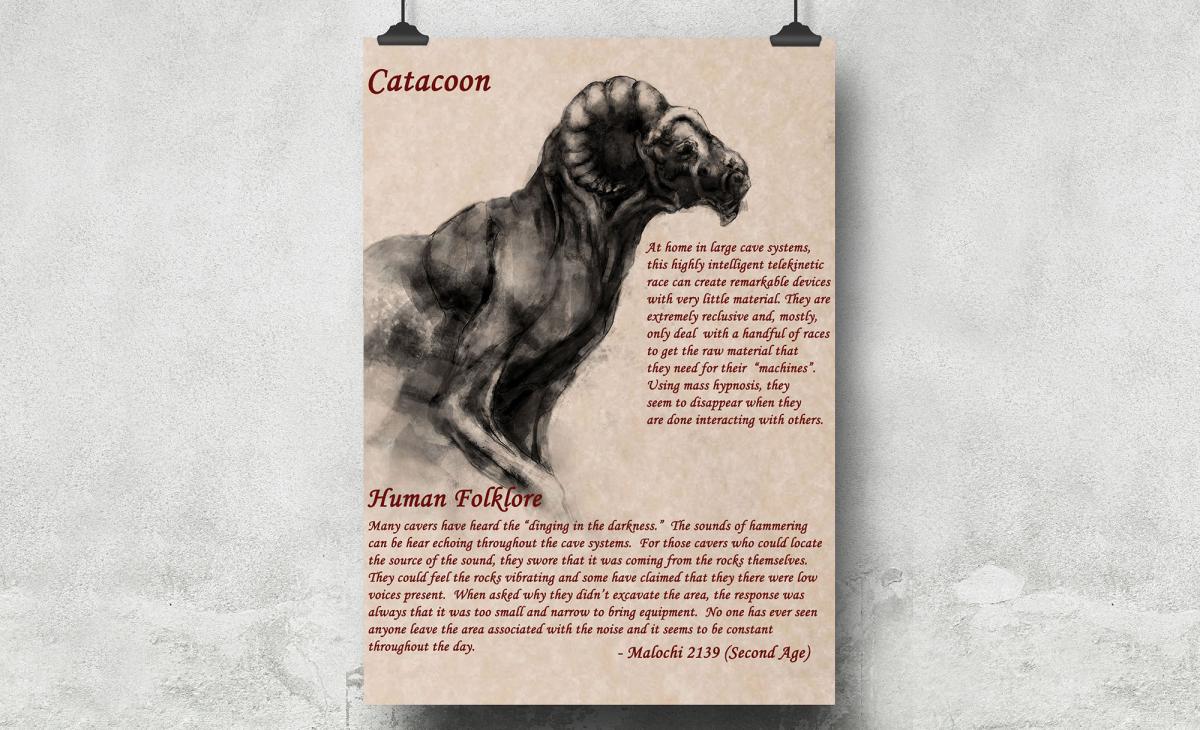 8.5 x 11 Folklore Print "Catacoon" with official ShadowMyths Seal picture