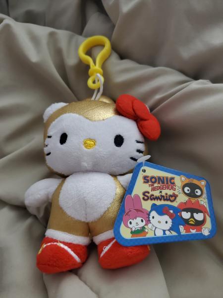 Licensed Super Sonic cosplay Hello Kitty plush Keychain Limited Toynami picture