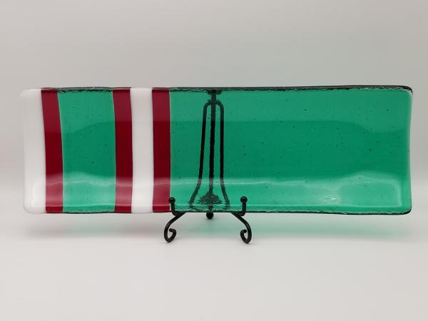 Fused Glass Christmas Sushi Tray picture