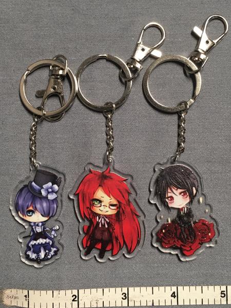 3piece  acrylic anime keychain trio Black Butler picture