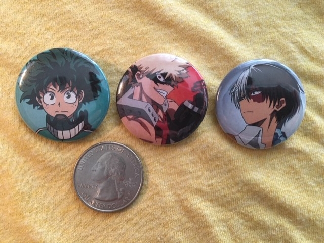3 pin/badge set Deku, Todoroki, Bakugo