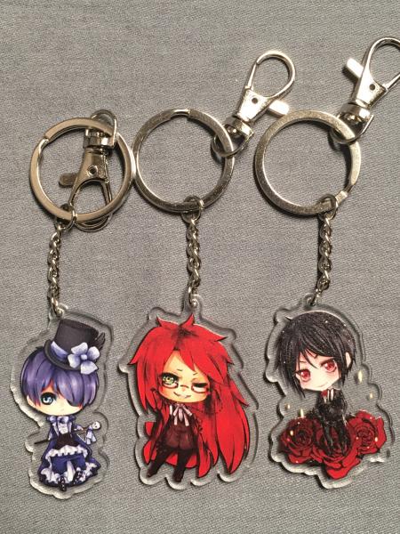 3piece  acrylic anime keychain trio Black Butler