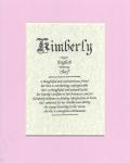 Name origin/meaning, pink mat, 8 x 10 parchment paper