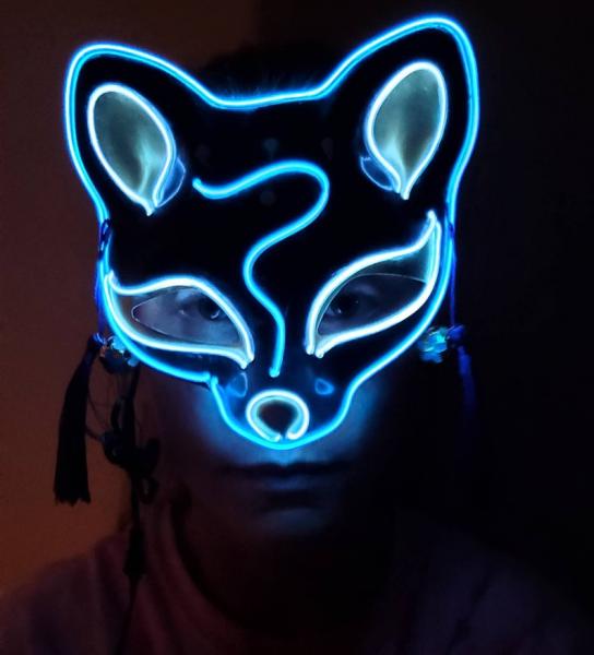 Neon Blue Glow Cat Mask picture