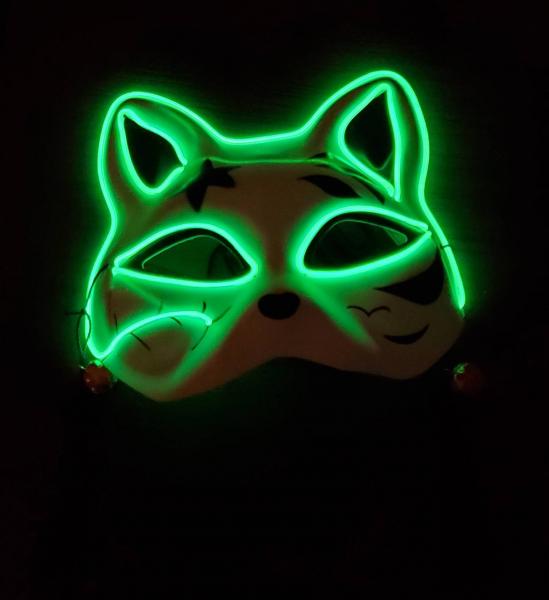Kitsune Neon Green Glow Mask