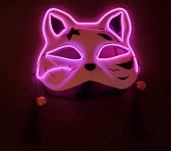 Kitsune Pink Neon Glow Mask