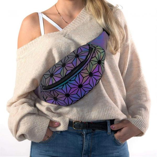 Holographic Geometric Color Changing Fanny pack