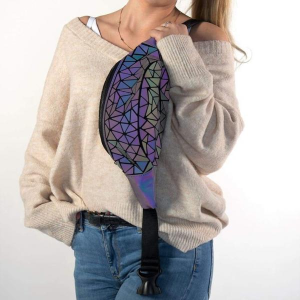 Holographic Geometric Color Changing Fanny pack picture