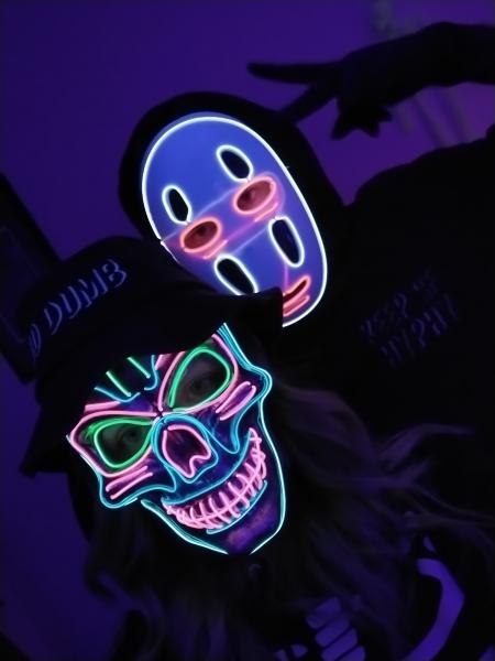 Rainbow Glow Rave Skull picture