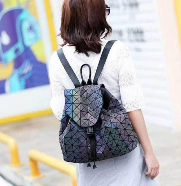 Holographic Geometric Color Changing Large Backpack