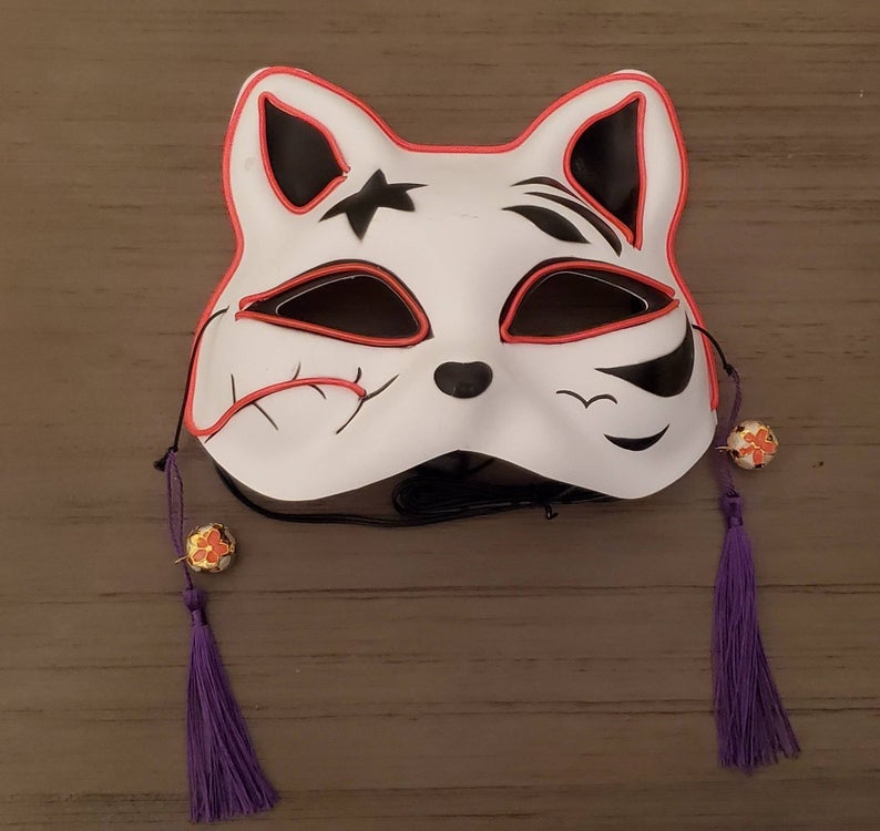 Kitsune Pink Neon Glow Mask picture