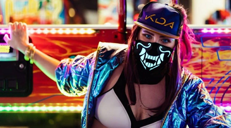 KDA Akali sound reactive LED Cosplay Glow Mask picture