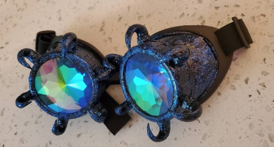 Sparkling Blue Rave Kaleidoscope Claw Googles picture