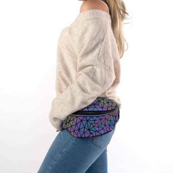 Holographic Geometric Color Changing Fanny pack