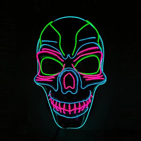 Rainbow Glow Rave Skull