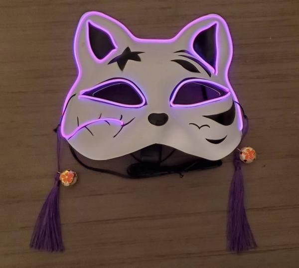 Kitsune Pink Neon Glow Mask picture