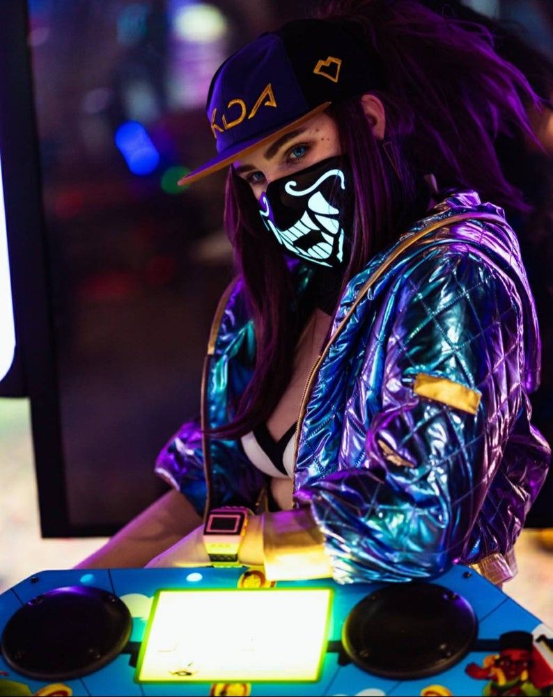KDA Akali sound reactive LED Cosplay Glow Mask picture