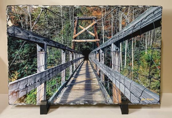 5 x 7 Slate Photo - Toccoa River Swinging Bridge, Ga picture