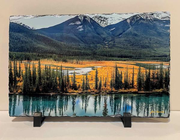 5 x 7 Slate Photo - Bow River, Banff Canada