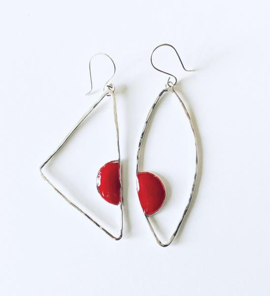 Asymmetrical Earrings - Crimson