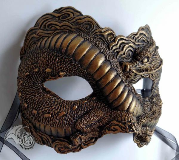 Asian Inspired Dragon Mask - Gold & Black picture