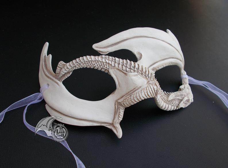 Small Dragon Mask - Off White / Antique White picture