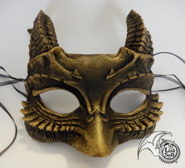 Horned Mask - Metallic Gold & Black picture