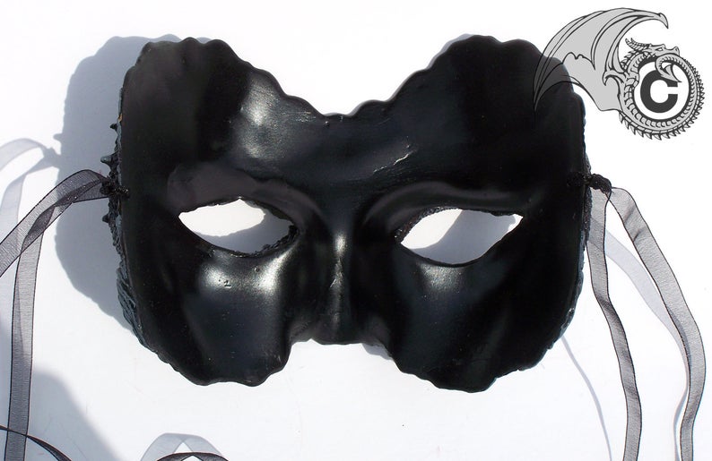 Asian Inspired Dragon Mask - Grey & Black picture