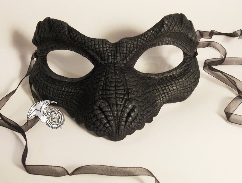 Reptile Mask - Grey & Black picture