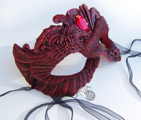 Victorian Phoenix Mask - Dark Maroon picture