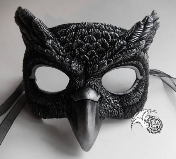 Owl Mask - Metallic Silver & Black picture