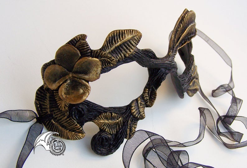 Twig Mask - Metallic Gold & Black picture