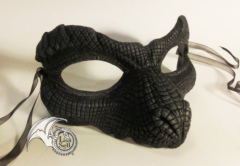 Reptile Mask - Grey & Black
