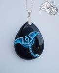 Blue Dragon Pendant on Dark Gold Stone