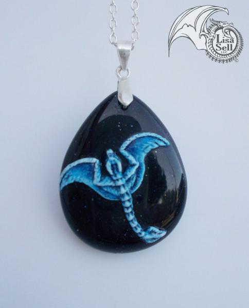 Blue Dragon Pendant on Dark Gold Stone picture