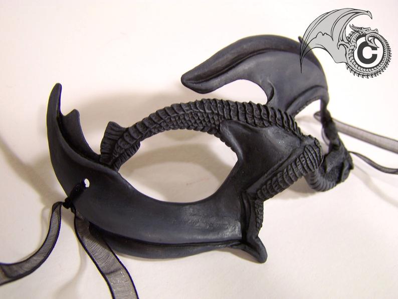 Small Dragon Mask - Grey & Black picture