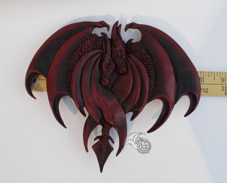 Double Dragon Wall Hanging Art - Dark Maroon picture