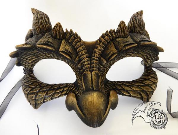 Dragon Face Mask - Metallic Gold and Black picture