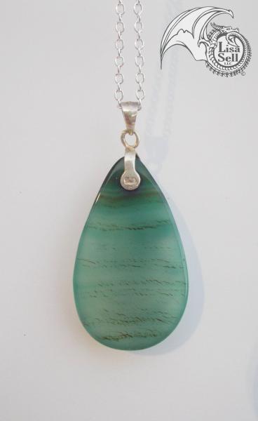 Mermaid on Dyed Green Agate Pendant picture