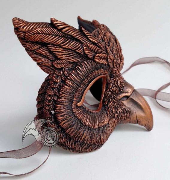 Owl Mask - Metallic Copper & Black picture