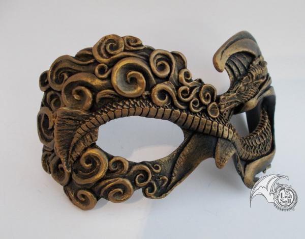 Fire Dragon Mask - Metallic Gold & Black picture