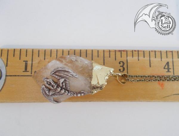 Brown Dragon on White and Yellow Stone Pendant picture