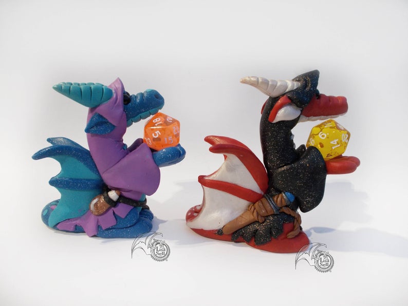 Cloaked Dice Dragon Figure  - Custom Sculpture - Made to Order! picture