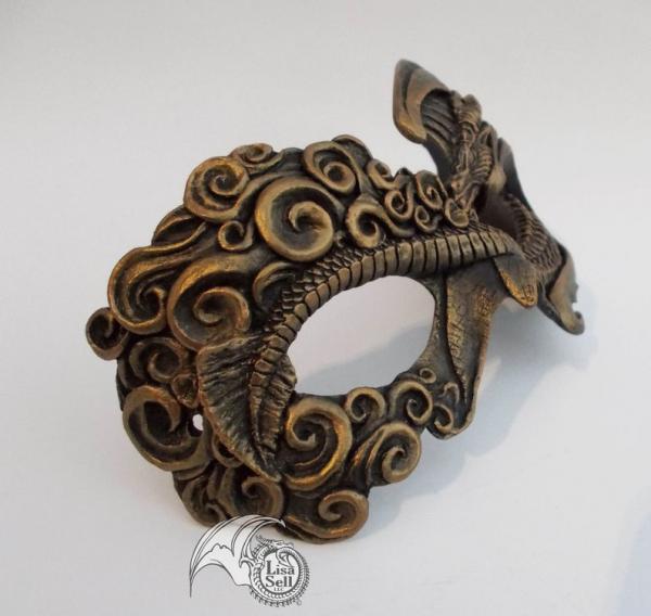 Fire Dragon Mask - Metallic Gold & Black picture