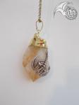 Brown Dragon on White and Yellow Stone Pendant