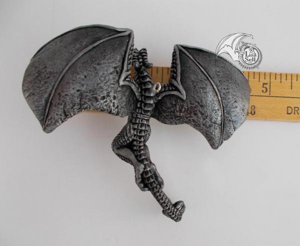 Metallic Silver & Black Banking Dragon Ornament picture