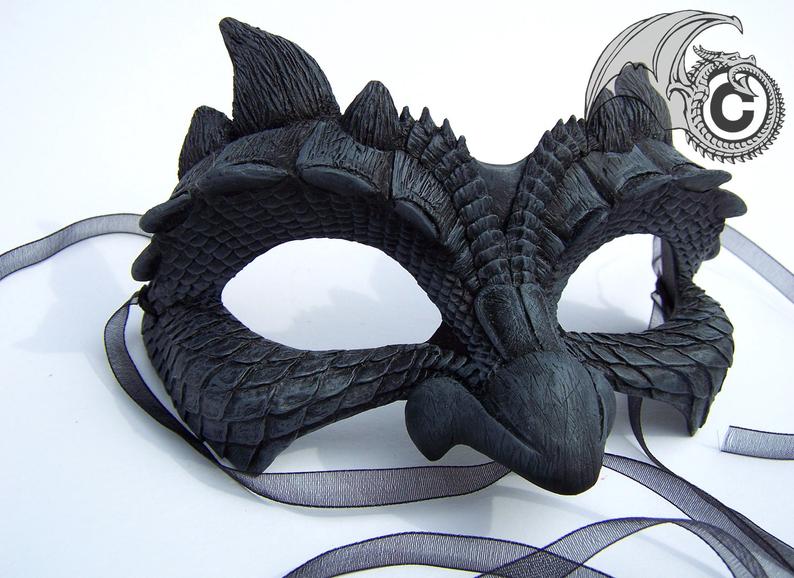 Dragon Face Mask - Grey & Black picture