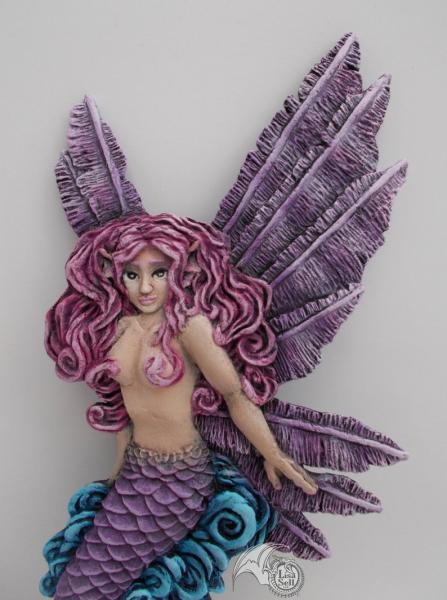 Resin Fairy Mermaid Wall Hanging Art - Pink & Purple picture