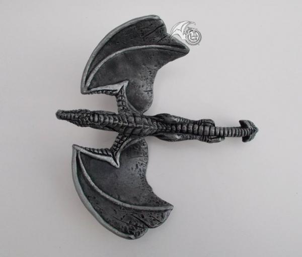 Metallic Silver & Black Soaring Dragon Ornament picture