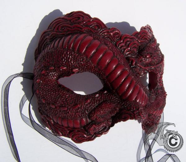 Asian Inspired Dragon Mask - Dark Red picture